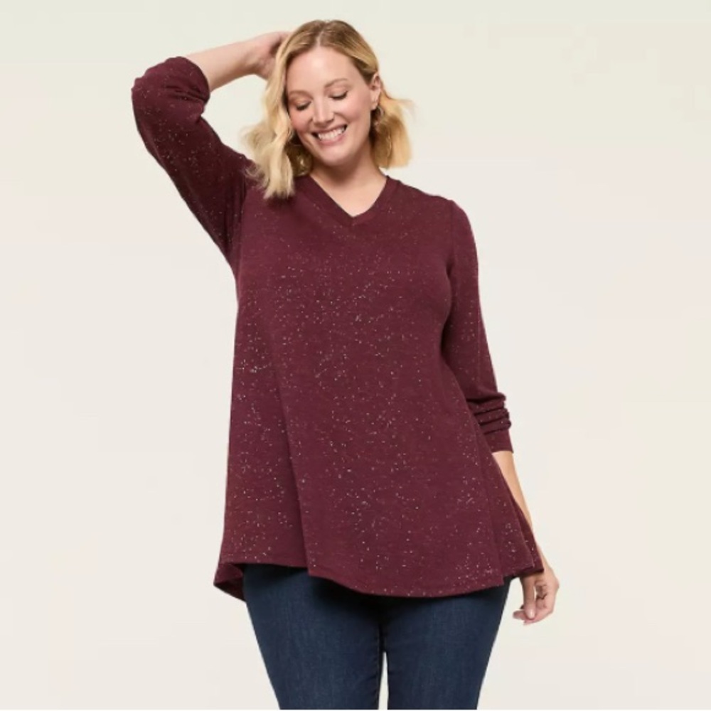 Lane Bryant shimmering stretch V-Neck Top